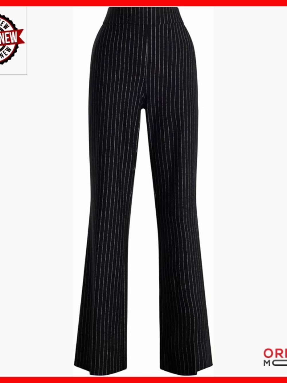 Pull-On Pinstripe Trouser Pants, Tailored Fit, Wrinkle-Resistant Fabric